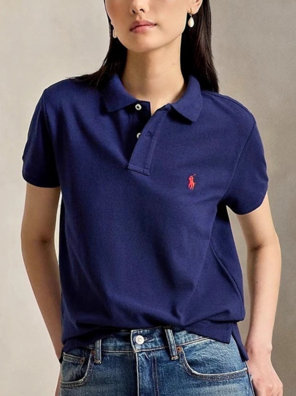 Polo Ralph Lauren Custom Slim Fit Cotton Polo Shirt Navy